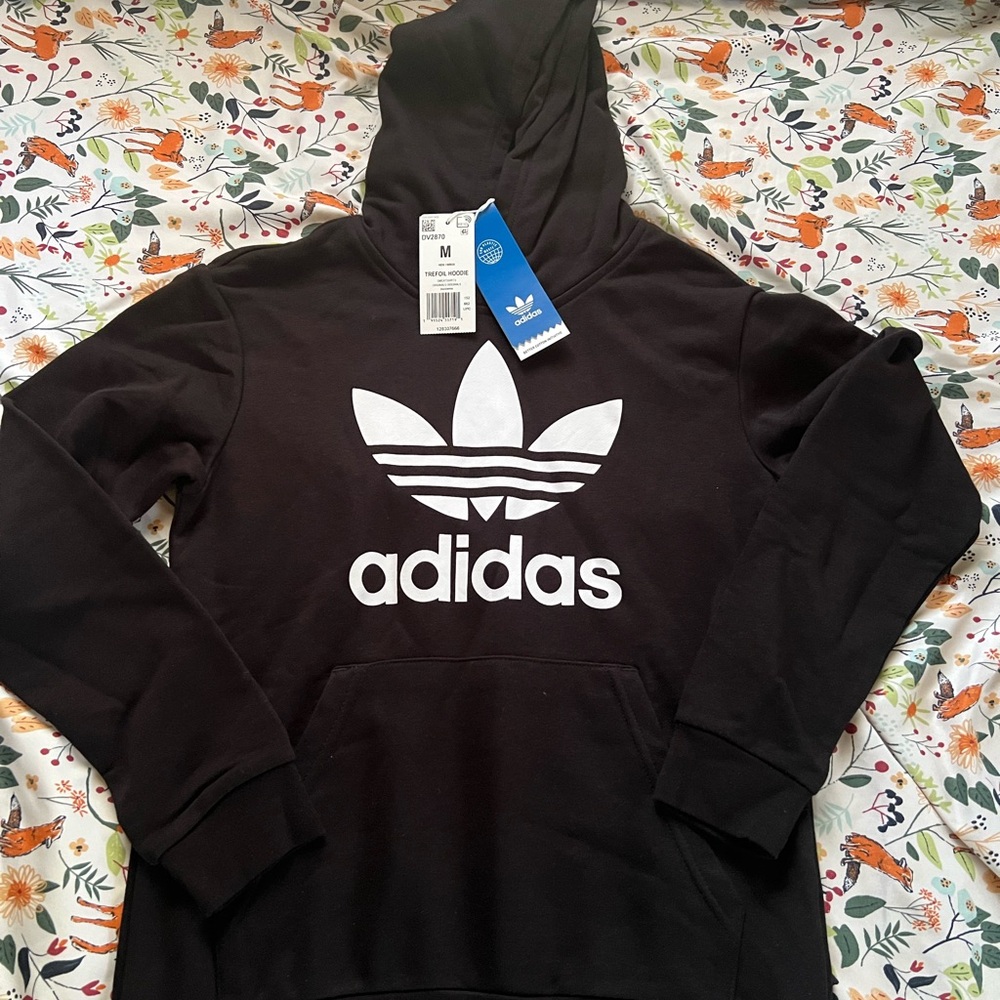 Adidas Black Trefoil Hoodie with White Accents